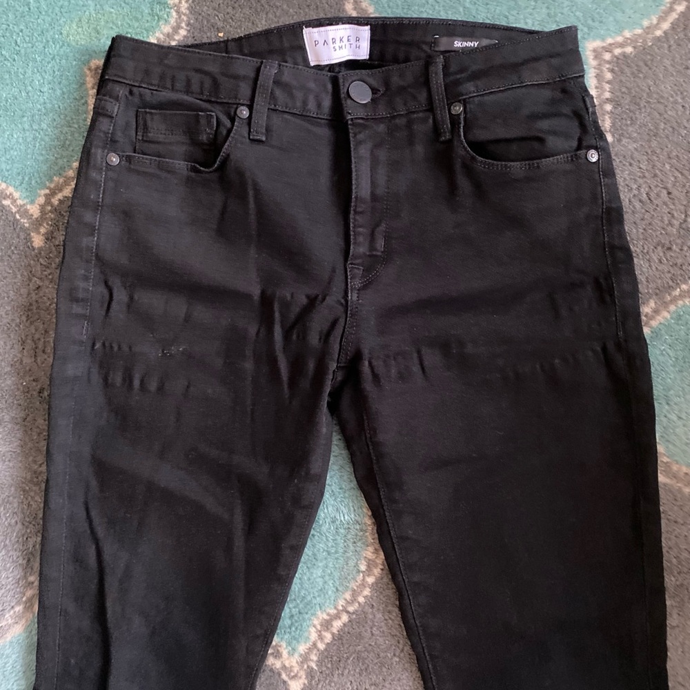 Parker Smith Skinny Jeans 27 Black Denim 5 Pocket Lightly Distressed VGUC